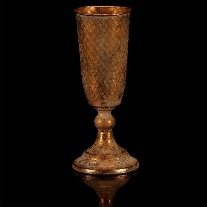 Metalowy kielich wąski, złoty, 10 x 10 x 30 cm