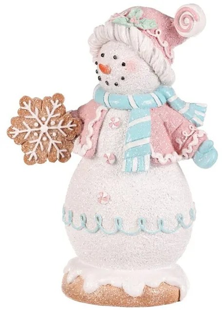 Dekoracja świąteczna Bałwanek piernikowy w kolorowym stroju, poliresin