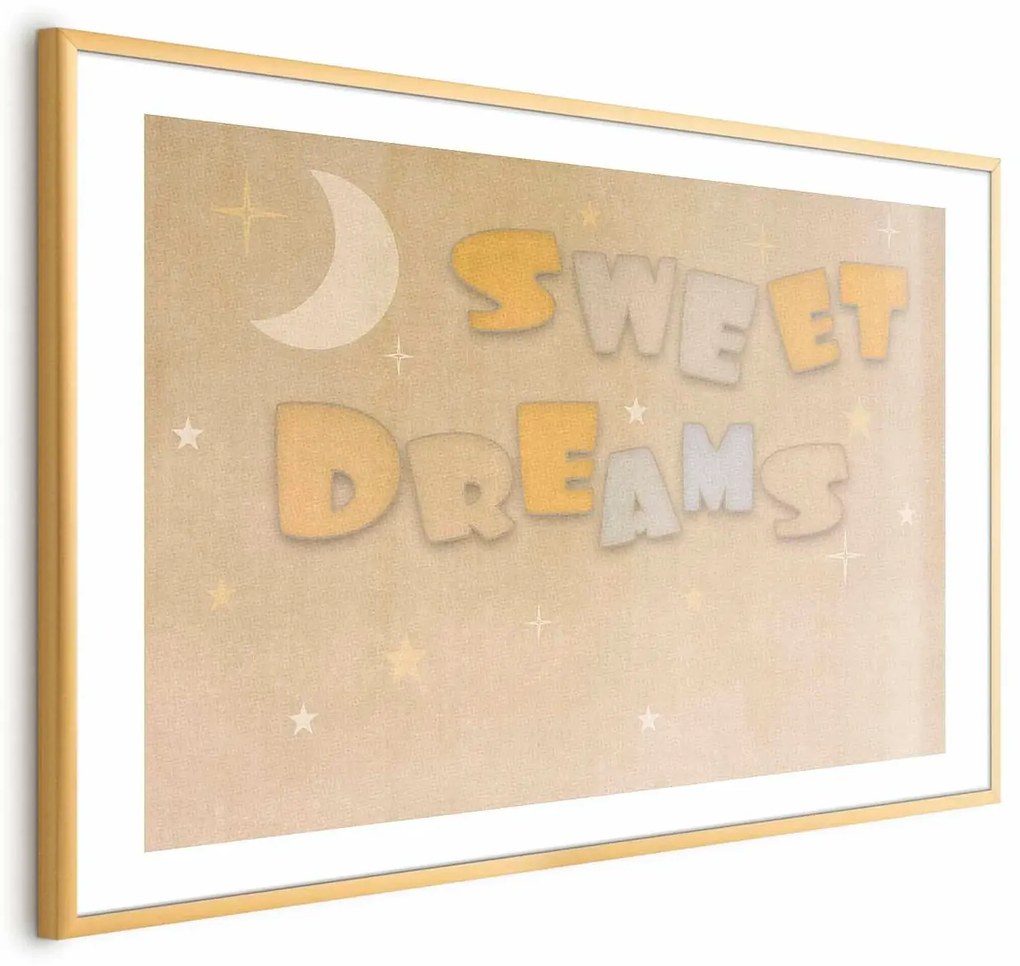 Plakat Życzenie 90x60 cm z ramą złotą z marginesem ARTGEIST B