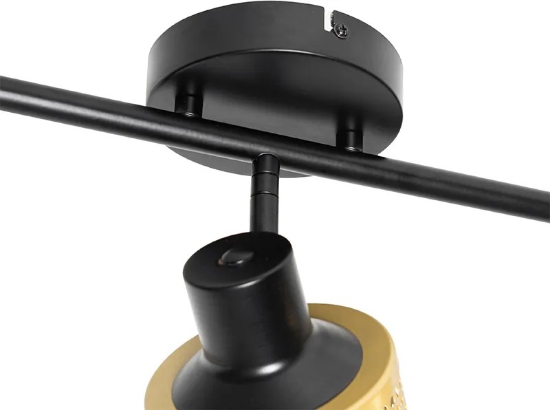 Industrialny reflektor czarny ze złotem 3-światła - Kayden
