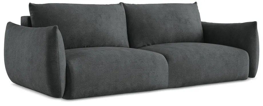 Ciemnoszara rozkładana sofa z tkaniny szenilowej 230 cm Leila – Makamii
