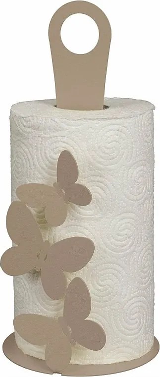 Stalowy uchwyt na papier toaletowy w kolorze beżowym, na stół, mieści jedną rolkę, elegancki design do łazienki i kuchni, wyprodukowano we Włoszech