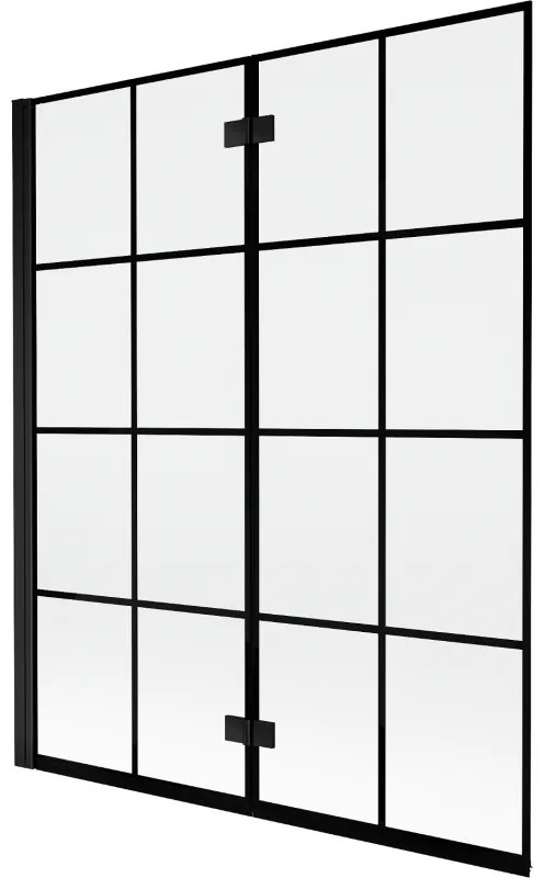 Mexen Mist parawan nawannowy 2-skrzydłowy lewy 140 x 150 cm, czarna kratka, czarny - 8A9-140-002-70-77-L