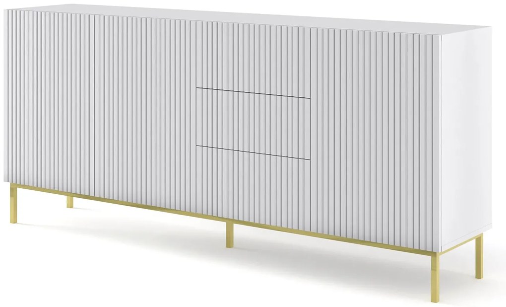 Biała komoda glamour z lamelami E1-E72