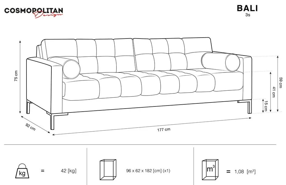 Ciemnoniebieska aksamitna sofa Cosmopolitan Design Bali