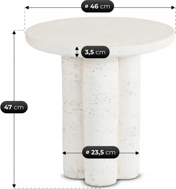 Stolik Kawowy BROK 46 cm Krem/Beż Japandi