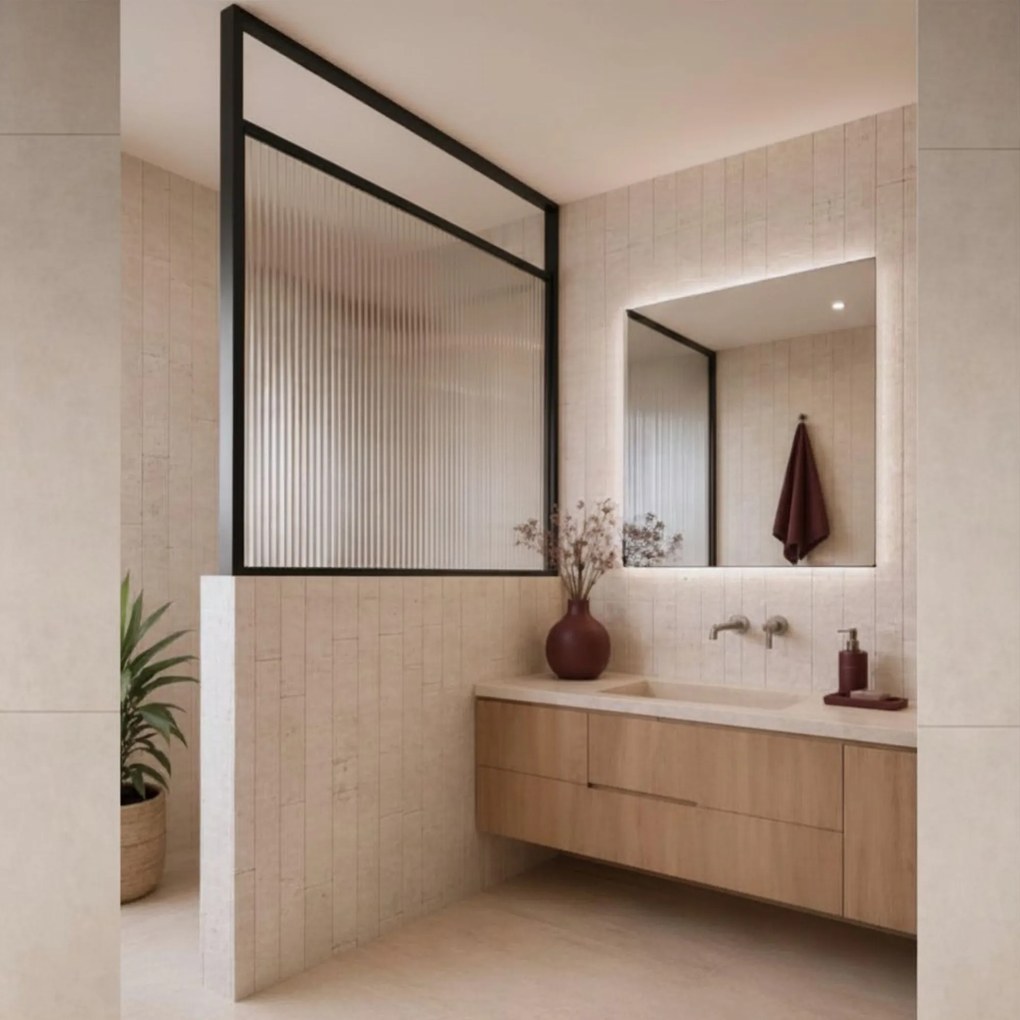 Massi Ścianka prysznicowa w bordowej ramie ARTE WELLE Half szkło brązowe | Różne kolory | Różne rozmiary
