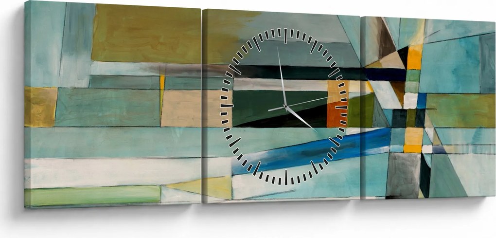 Obraz - Abstrakcja (z zegarem) (90x30 cm)