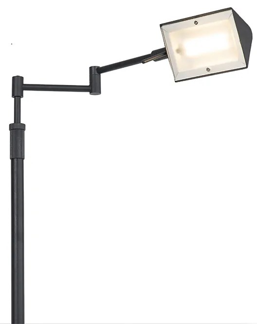Designerska lampa podłogowa czarna, w tym LED ze ściemniaczem dotykowym - Notia Nowoczesny Oswietlenie wewnetrzne