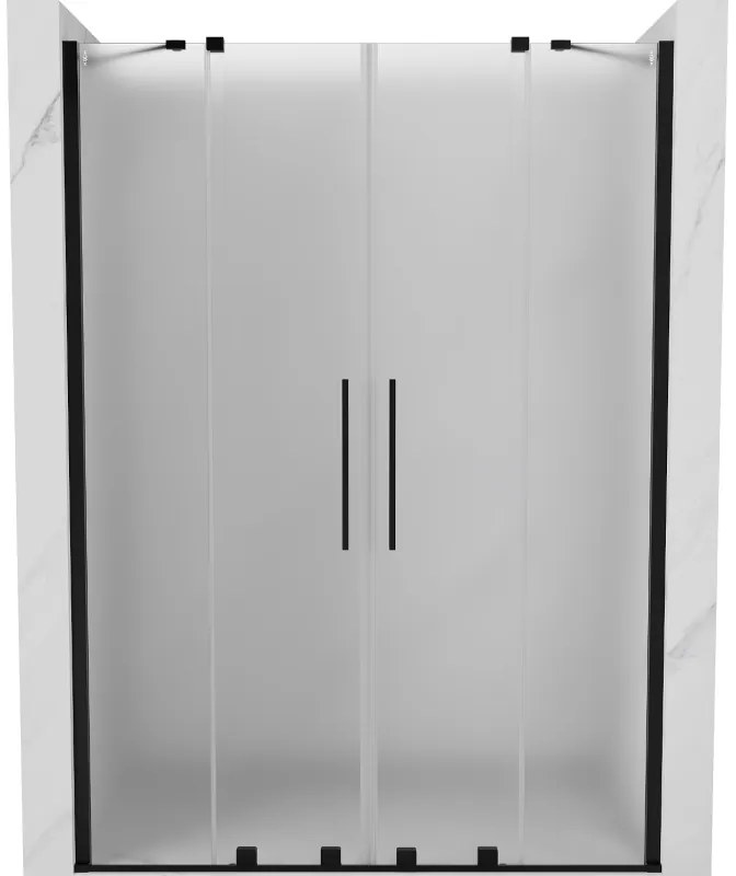 Mexen Velar Duo drzwi prysznicowe rozsuwane 160 cm, szron, czarne - 871-160-000-32-70