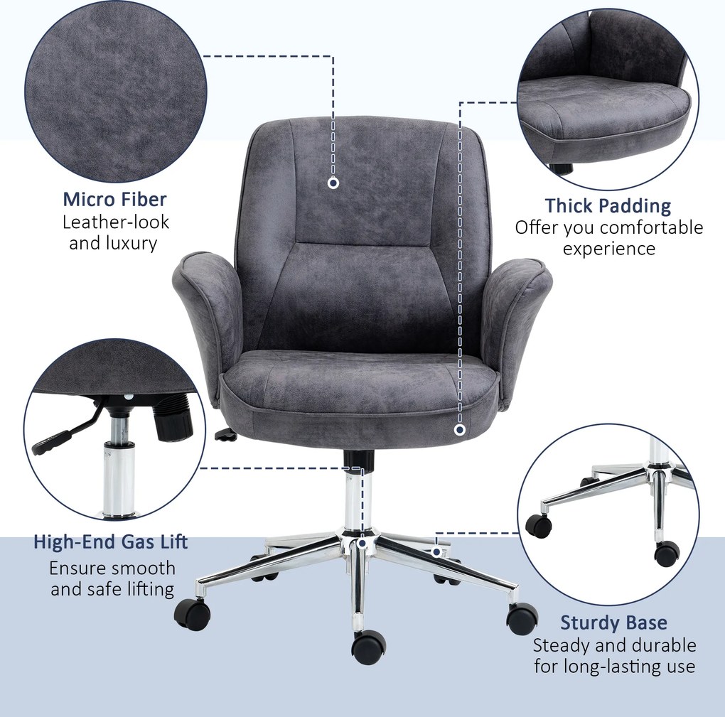 Vinsetto Krzesło Biurowe Ergonomiczne Czarne 48,5x54,5x81-87cm | Aosom PL