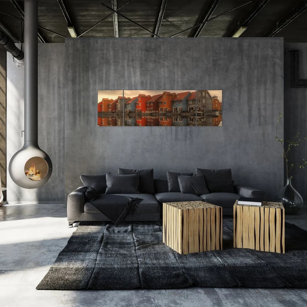 Obraz kolorowych domów (170x50 cm)