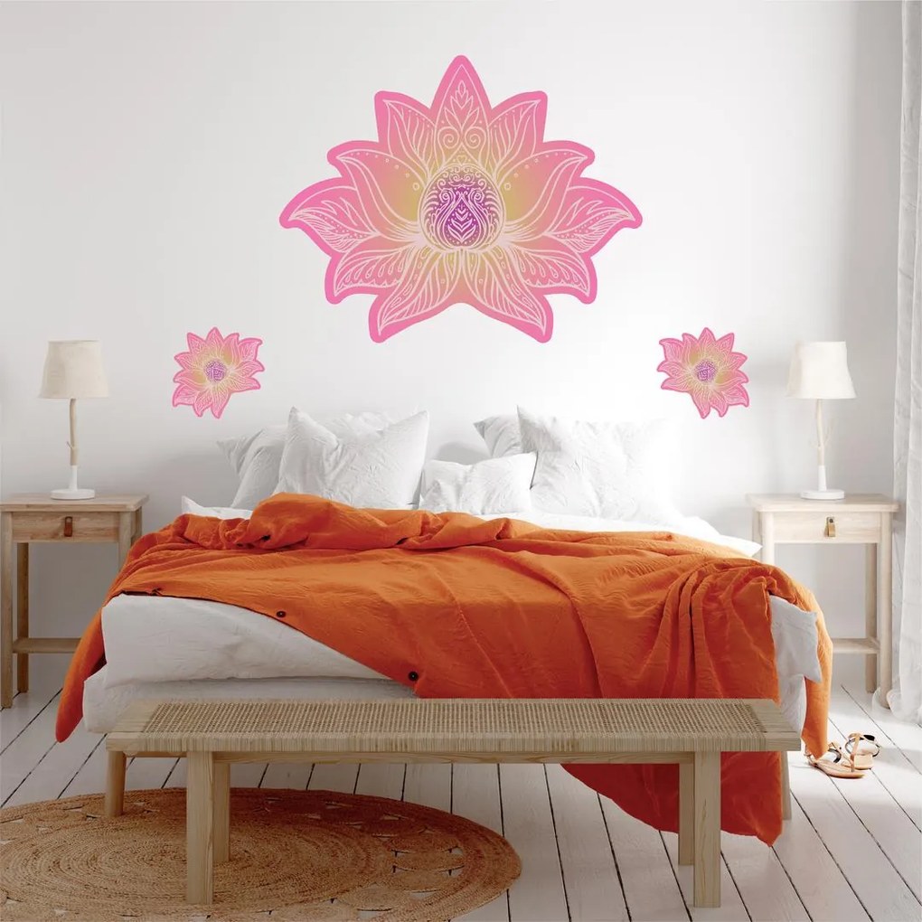 Naklejki na ścianę - Lotosowa mandala różowy