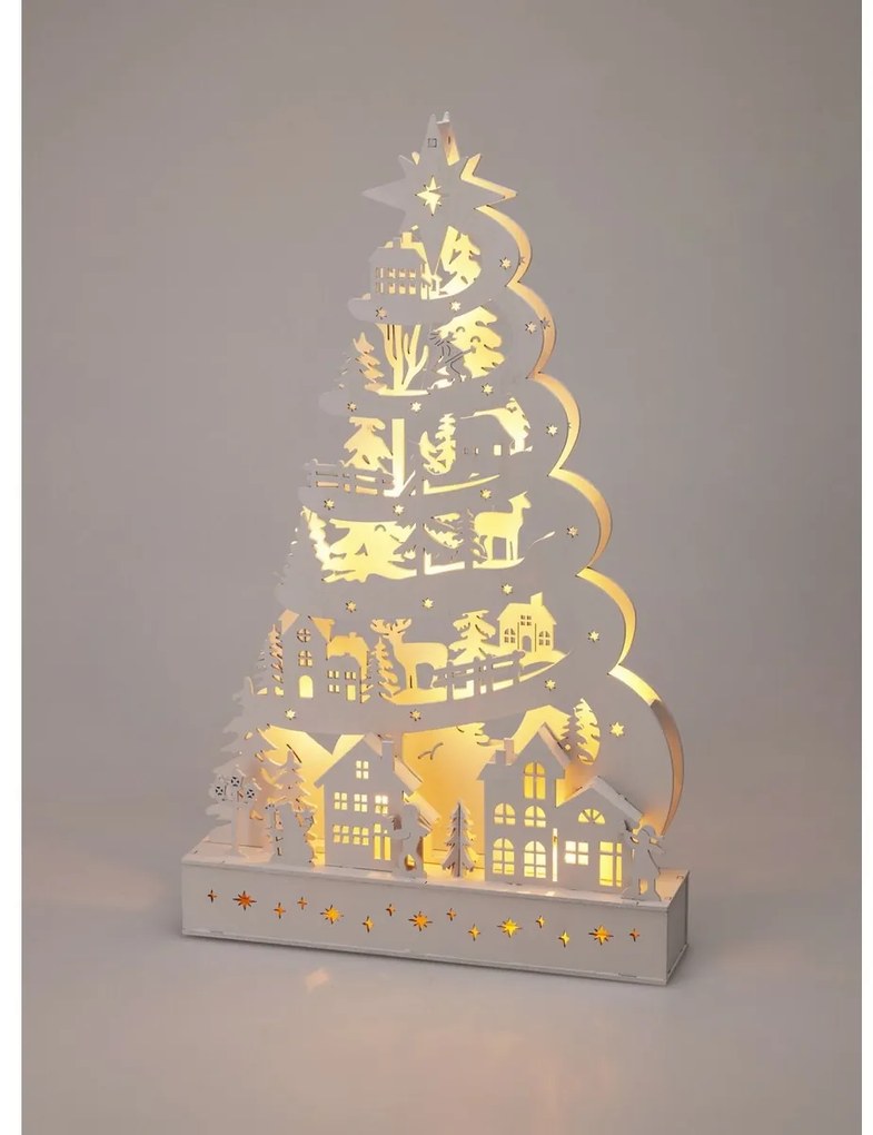 Świąteczna choinka świecąca, 45 x 6 x 27 cm, 15 diod LED, drewno