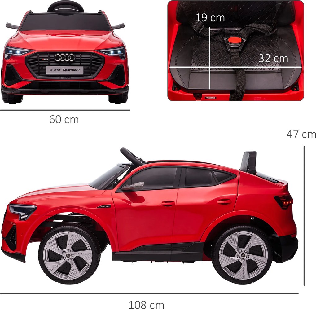 HOMCOM Auto elektryczne dla dzieci z pilotem zdalnego sterowania i efektami dźwiękowymi Czerwony samochodzik do 5 kmh 108x60x47cm | Aosom PL