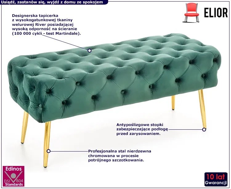 Zielone pikowane siedzisko w stylu glamour - Costro