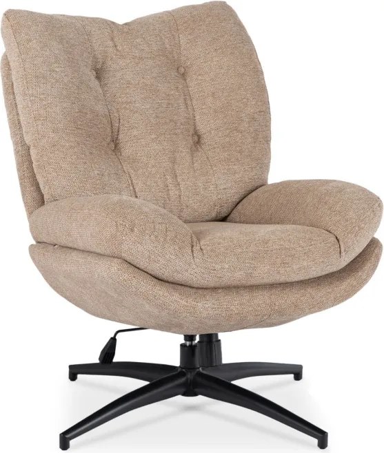 Fotel Wypoczynkowy Obrotowy FREMONT z Podnóżkiem Beżowy Nowoczesny