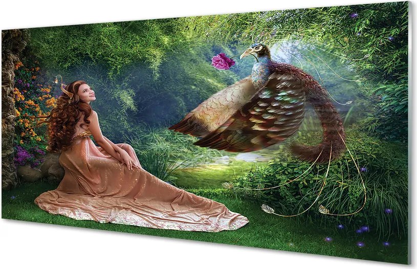 Panel nad Blat Kuchenny Kobieta z Bażantem w Lesie
