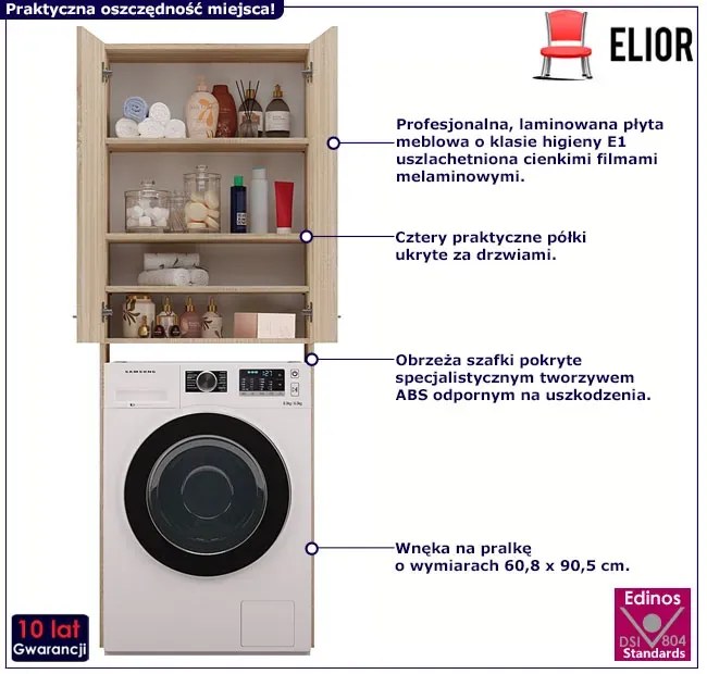 Minimalistyczna szafka nad pralkę dąb sonoma R5-L05