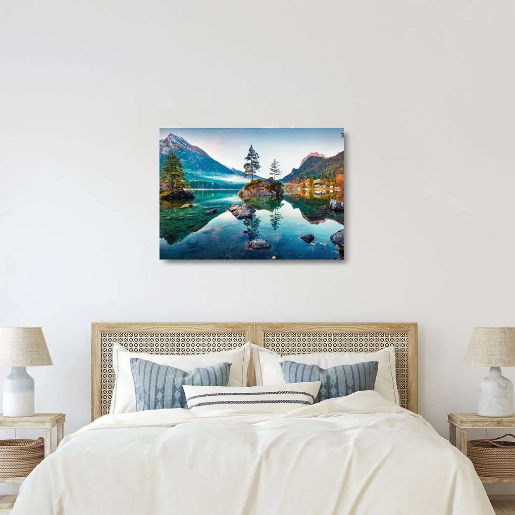 Obraz na szkle - Jezioro Hintersee, Alpy Bawarskie, Austria (70x50 cm)