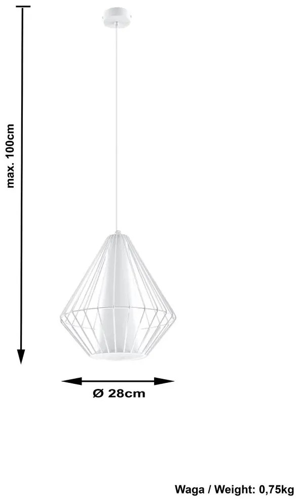 Loftowa lampa wisząca druciana E843-Demo - biały