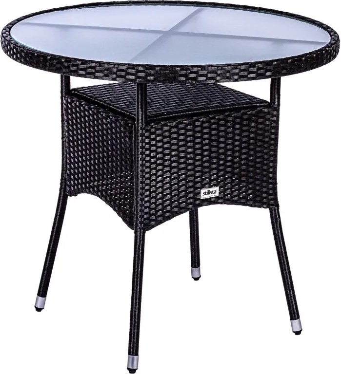 STILISTA Stolik , 80 x 80 x 75 cm, polirattan, czarny