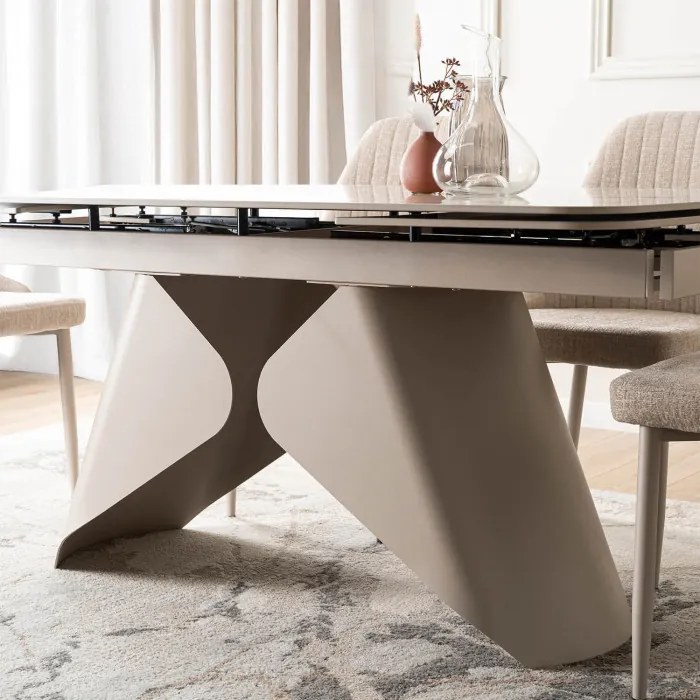 Stół Rozkładany Prostokątny VERONA 160-240 cm Ceramiczny Biały Marmur/Kaszmir Nowoczesny
