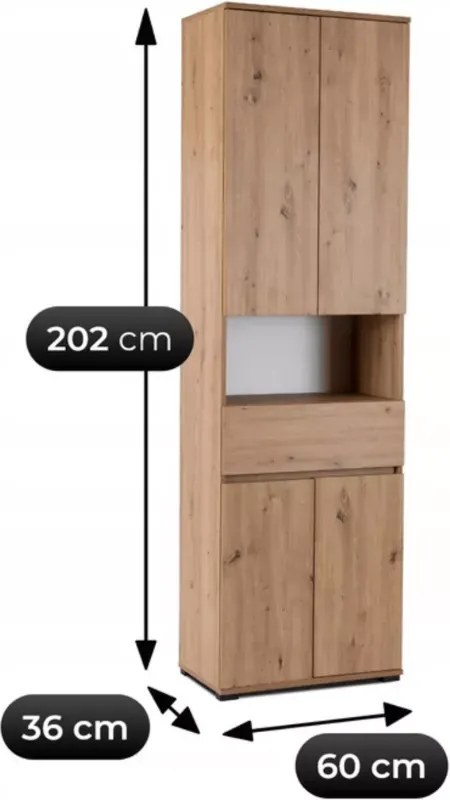 Szafka na buty z siedziskiem + wieszak + słupek Suspended 120 cm grafit/dąb artisan