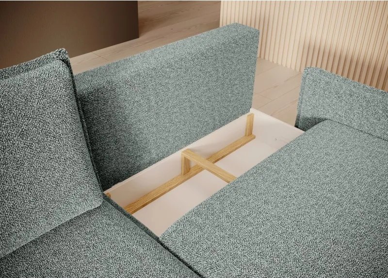 Narożnik GLOSSY z funkcją spania Prawostronny zestaw z poduszkami wolnostojący tkanina BUBBLE 13 WERSAL