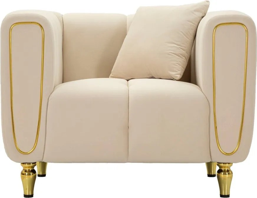 Kremowy aksamitny fotel Alma – Mauro Ferretti