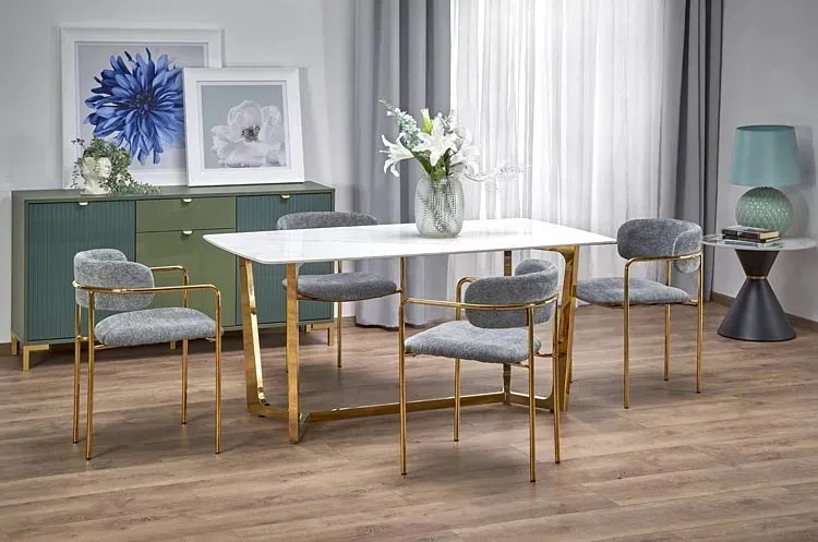 Popielate tapicerowane nowoczesne krzesło w stylu glamour B7-C28