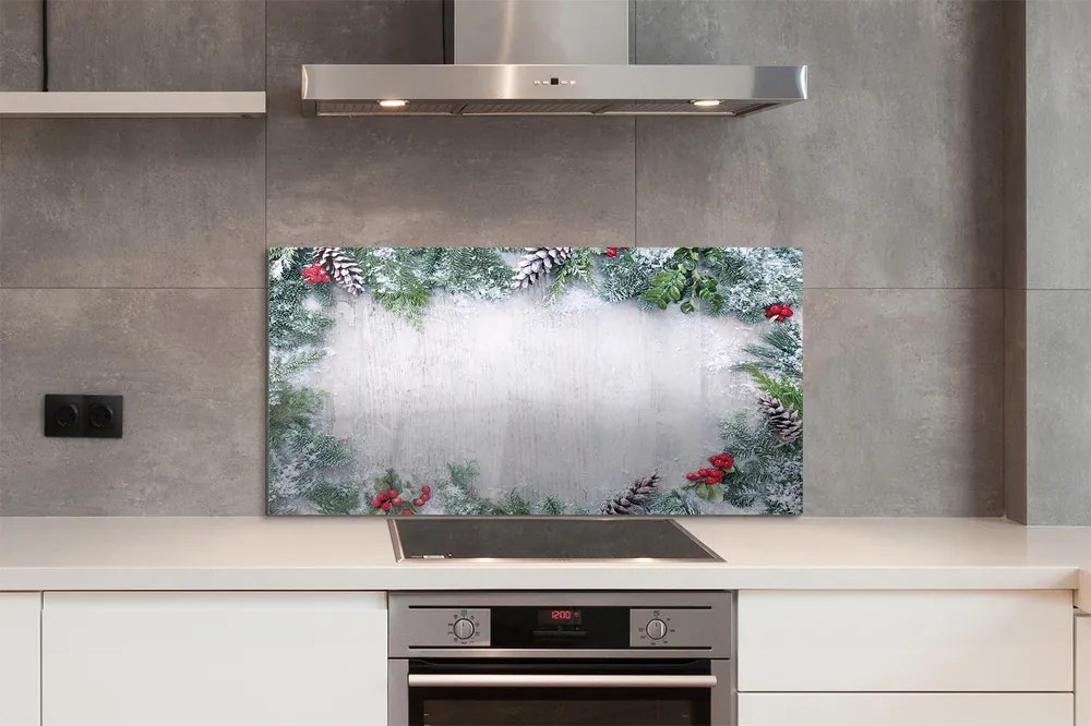 Szklany Panel Szyszki w Zimowym Śniegu