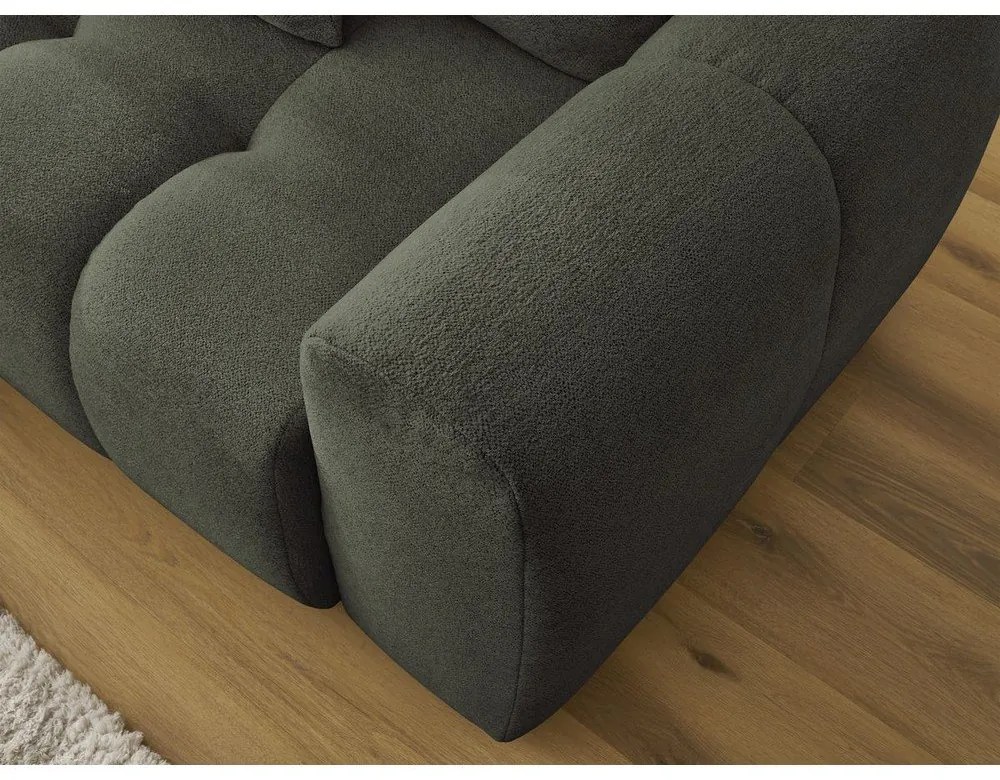 Rozkładany/ze schowkiem narożnik z tkaniny szenilowej (lewostronny/z szezlongiem) w kolorze khaki Roxelane – Bobochic Paris