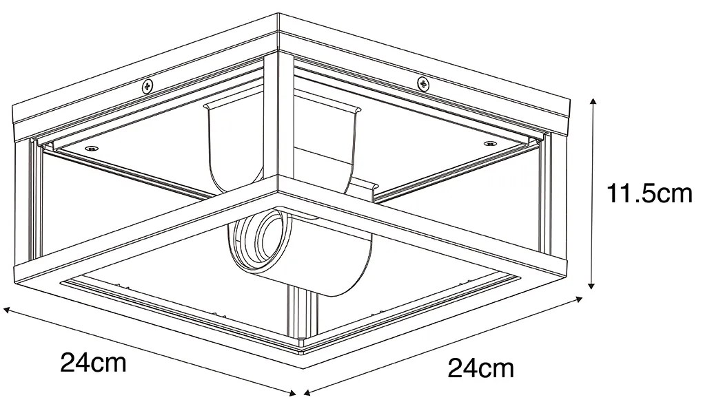 Inteligentna lampa sufitowa zewnętrzna czarna z żebrowanym szkłem z WiFi A60 - Charlois