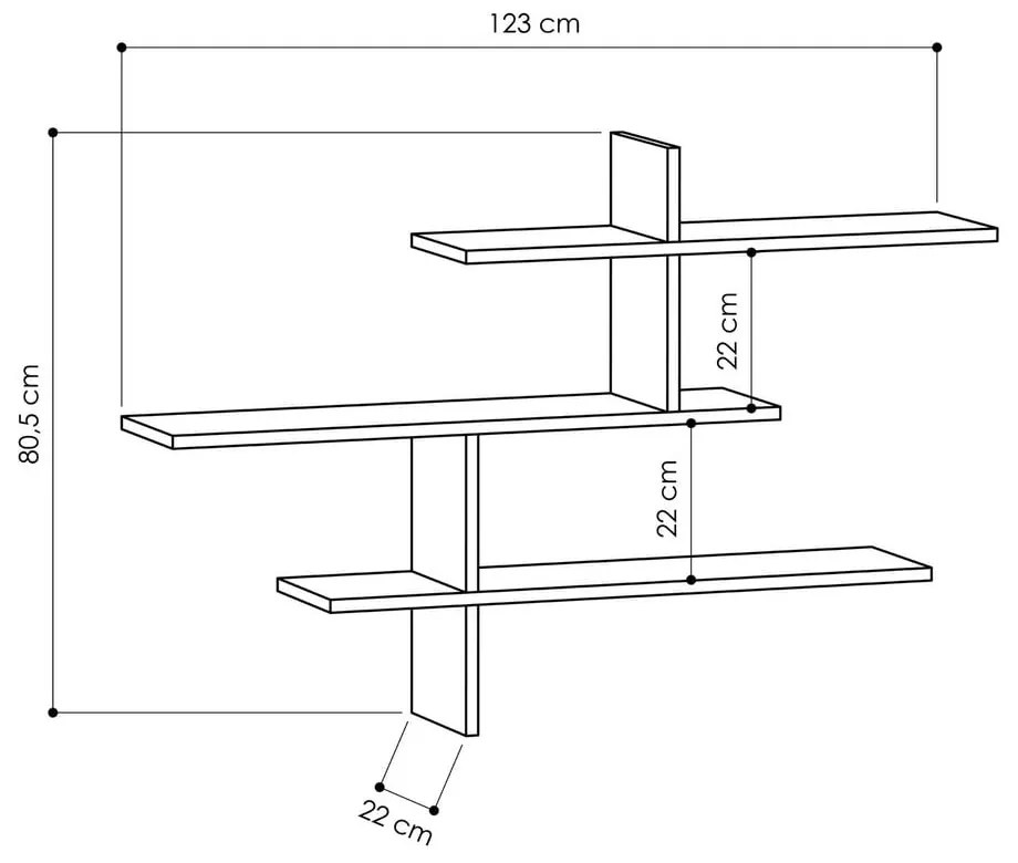 Antracytowa wielopoziomowa półka 123 cm Leo – Kalune Design