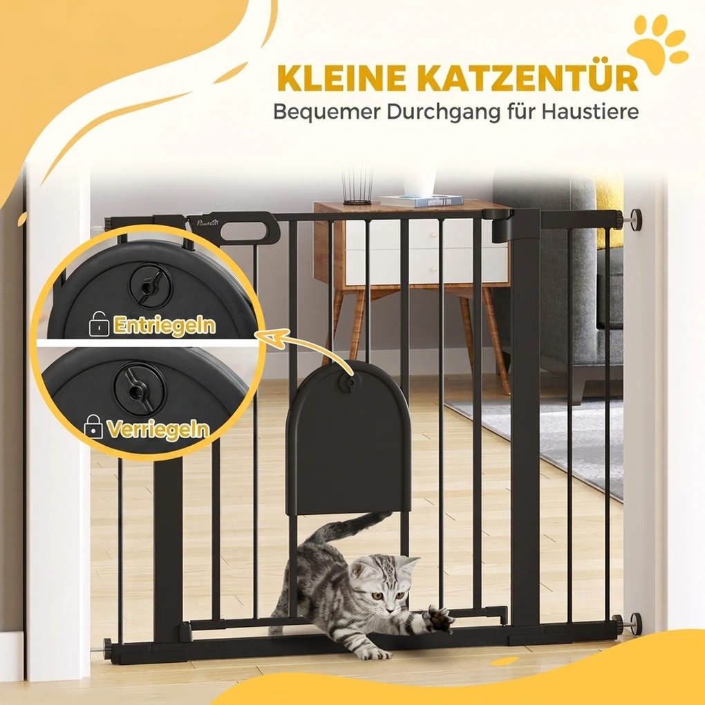 PawHut Bramka ochronna Drzwiowa bramka ochronna dla schodów Bramka dla psa Bariera ochronna dla zwierząt Stal | Aosom PL