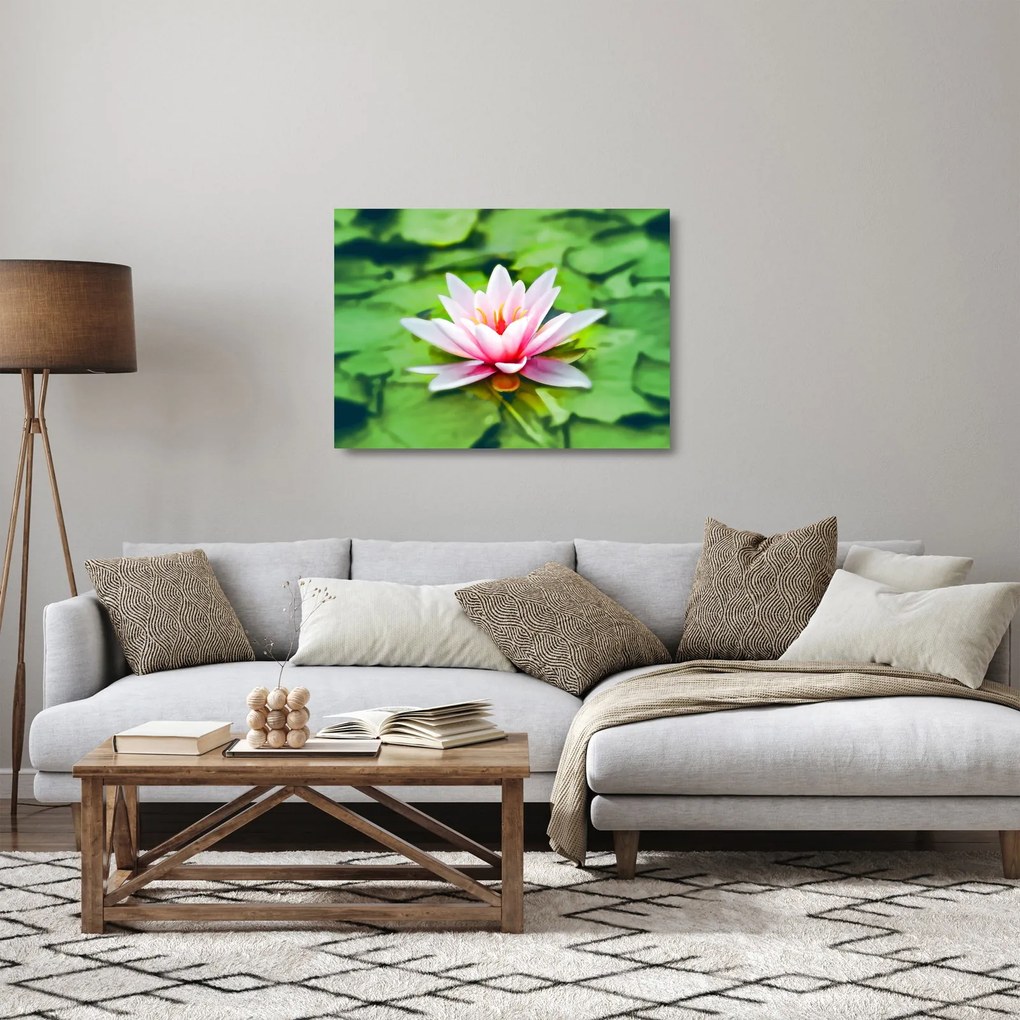 Obraz na szkle lilii wodnej na powierzchni (70x50 cm)