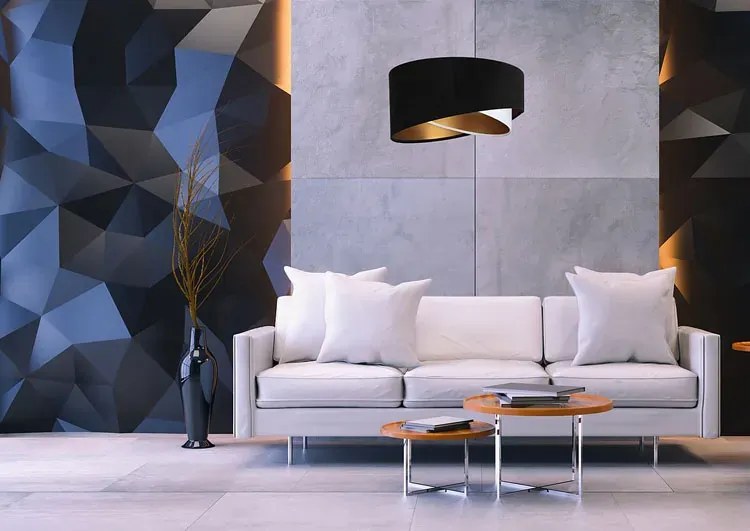 Czarno-biała asymetryczna lampa wisząca - 5X EX981 D2-W83
