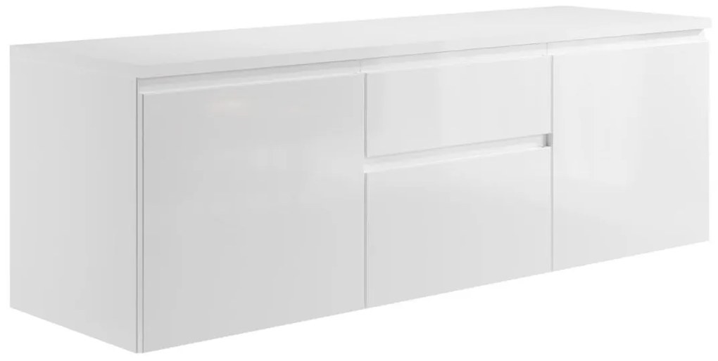 Szafka łazienkowa wisząca   pod umywalkę - Biały - 150 cm - JIMENA II