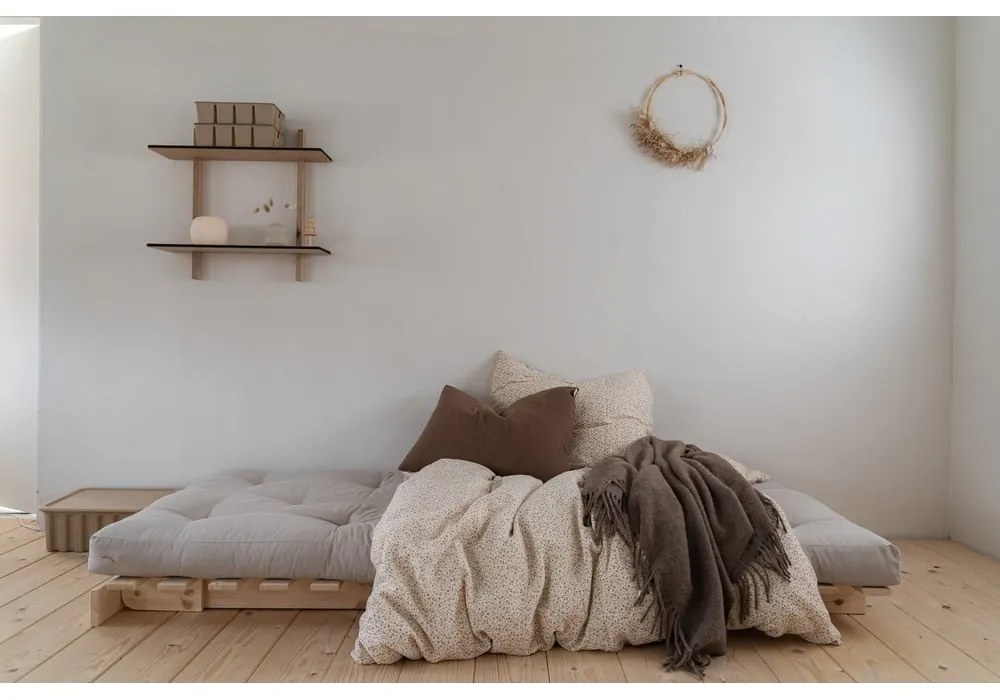 Szarobeżowy rozkładany lniany fotel Roots – Karup Design