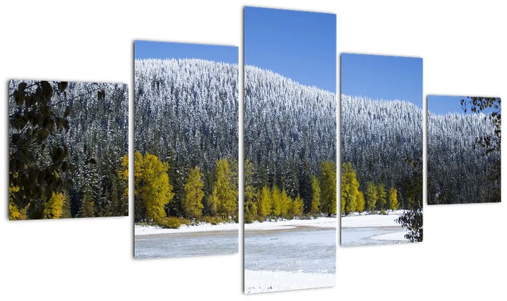 Obraz - ośnieżone góry zimą (125x70 cm)