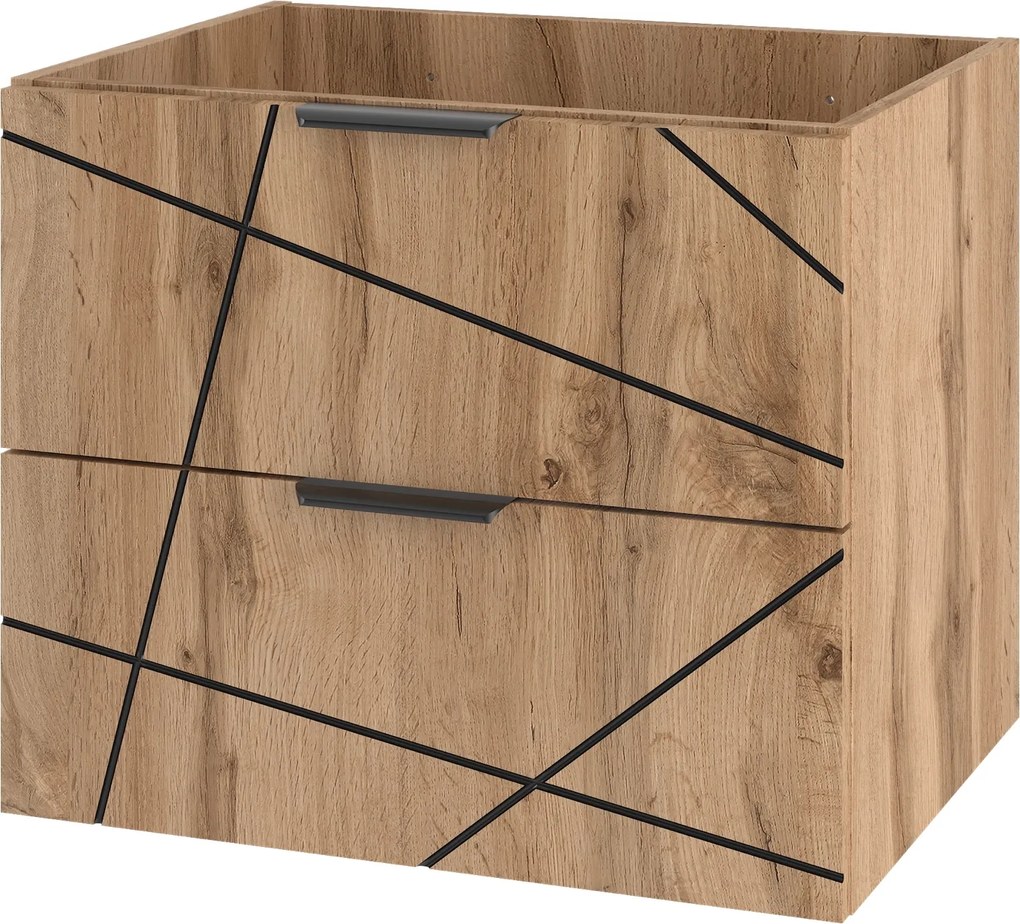 Szafka do łazienki pod wpuszczaną umywalkę Wood 02, dąb wotan, 60 cm
