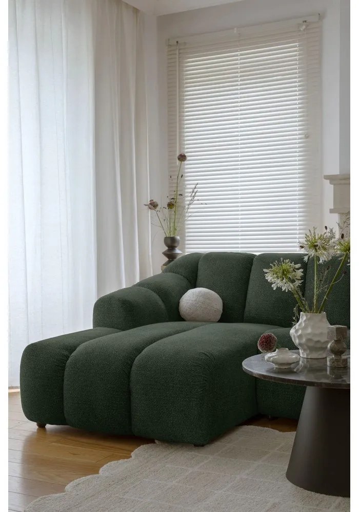 Ciemnozielony narożnik (lewostronny/z szezlongiem) Shell – Miuform