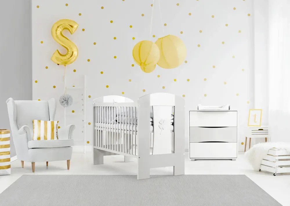 Komoda dla dzieci PATI 80cm biała/szara z przewijakiem LITTLE SKY