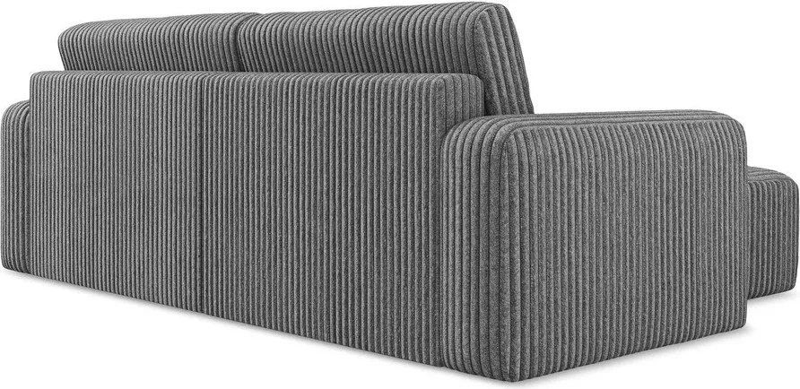 Szary sztruksowy rozkładany narożnik ze schowkiem (lewostronny/z szezlongiem) Kona – Makamii