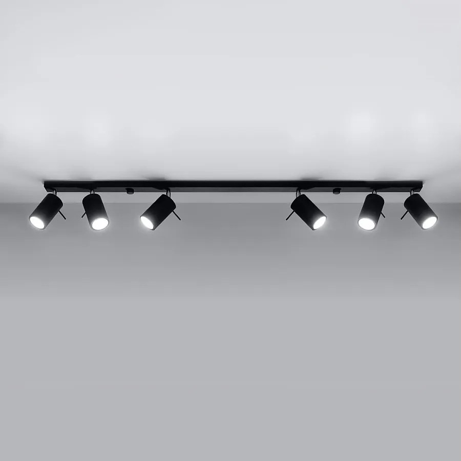 Plafony nowoczesny Briix, stal - 6 źródło światła 4000K - L.118 x H.16 cm - czarny