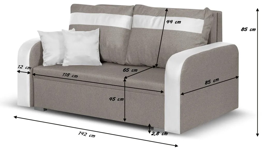 Sofa 2os z funkcją spania CONDI Granatowy/Biały