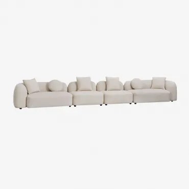 Modułowa Sofa 4-częściowa Z Tkaniny Chenille Coco Szenila Gruba Biała - Sklum