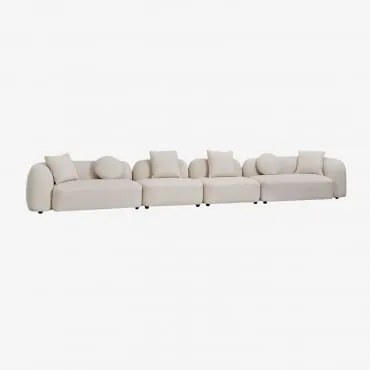 Modułowa Sofa 4-częściowa Z Tkaniny Coco Chenille Gruba Biała Szenila - Sklum