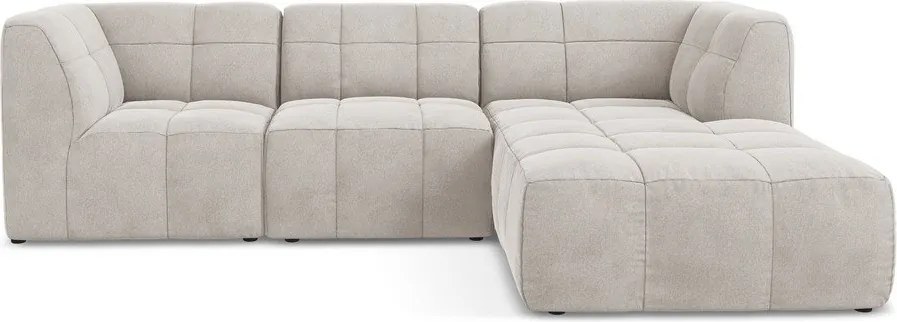 Beżowy aksamitny narożnik (prawostronny/z szezlongiem) Aloha – Makamii